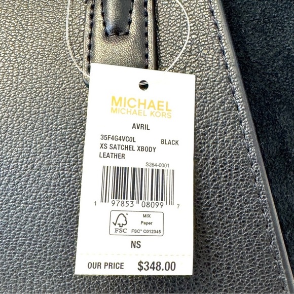 Michael Kors Avril Extra-Small Leather and Suede Satchel Bag Black Multi - Picture 9 of 9